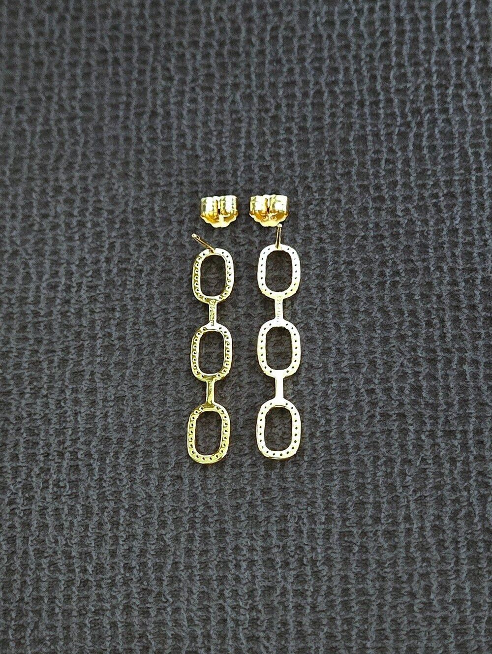 Rachel Zoe Stationary Triple3️⃣ Gold💛 Chain⛓️ Link Earrings - Picture 8 of 15